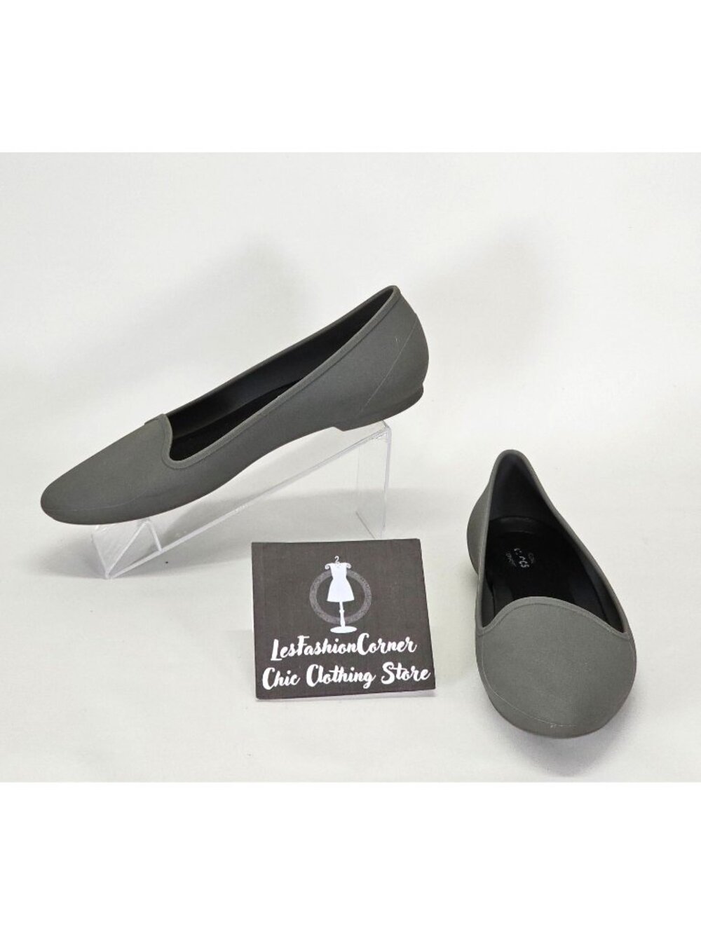 Crocs Women's Grey Eve Slip on Iconic Pointed Comfort Ballet Flats Size 9 2050